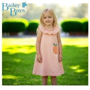 The Bailey Boys Orange Striped Ruffle Dress